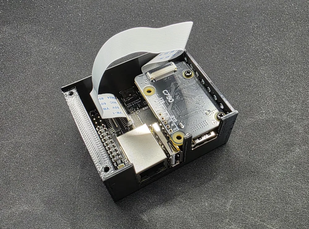 Inside the case: the NANO at the bottom, the C790 above it, and the ribbon between them.